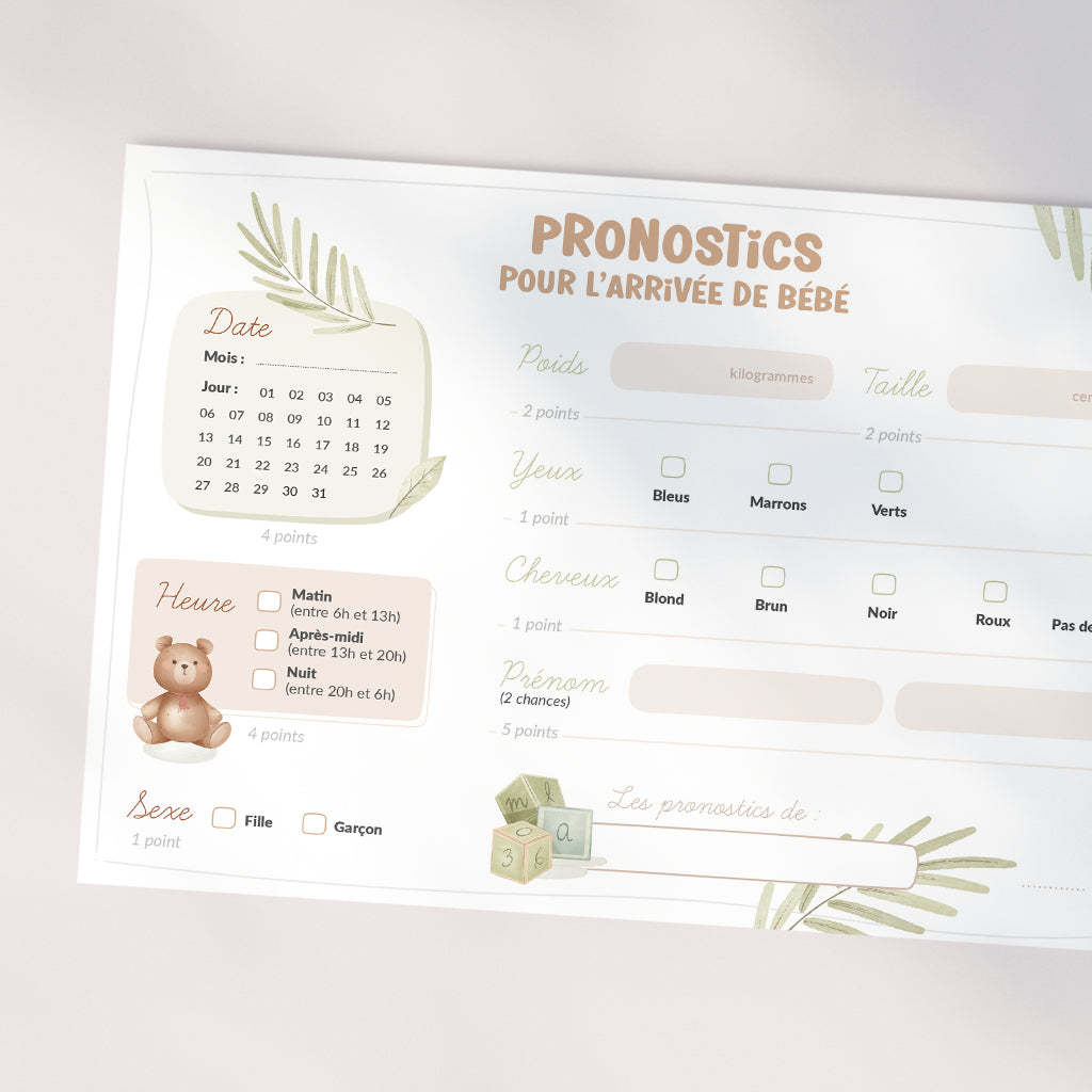 de pronostics pour la naissance Paper and Memories