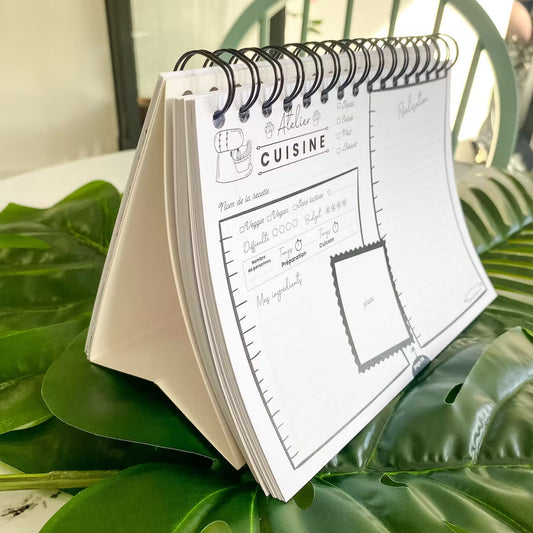Carnet de recettes horizontal modèle vague