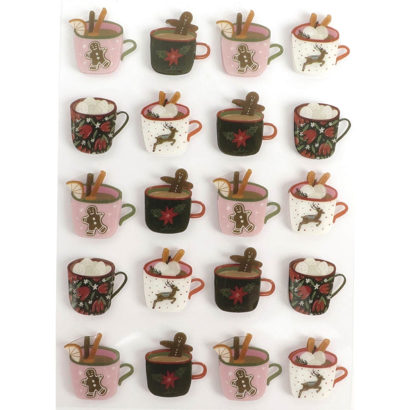 20 Stickers 3D chocolat gourmand de Noël