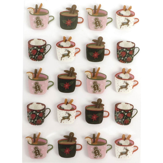 20 Stickers 3D chocolat gourmand de Noël