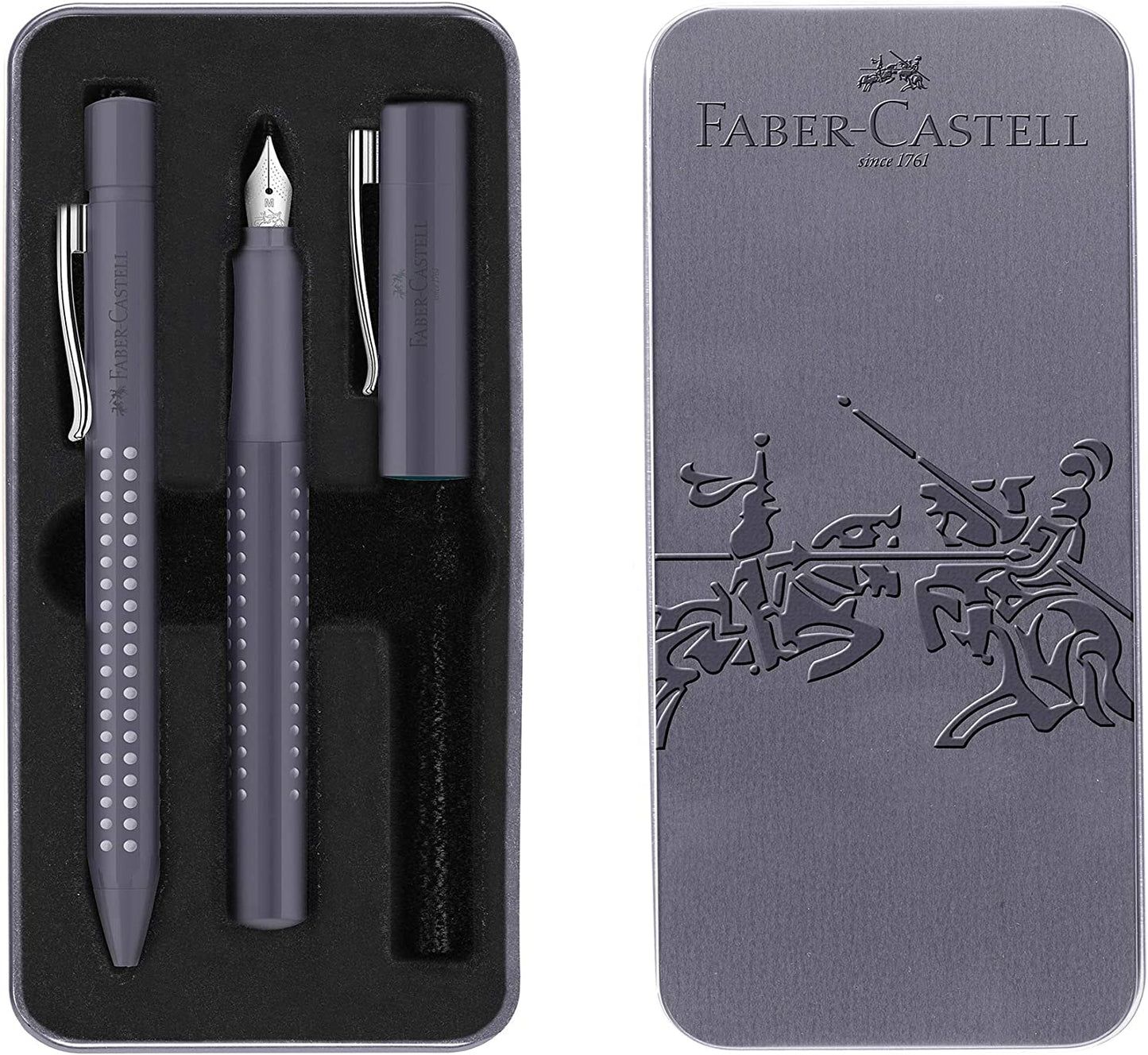 Coffret style bille et stylo plume - Gris foncé