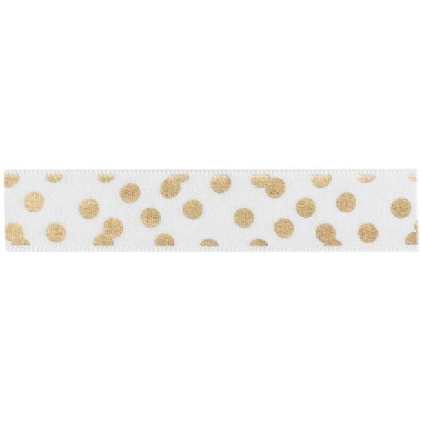 Ruban en tissu motif pois doré