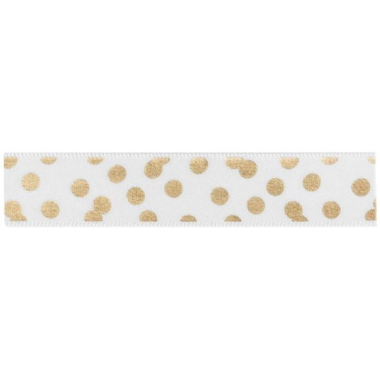 Ruban en tissu motif pois doré