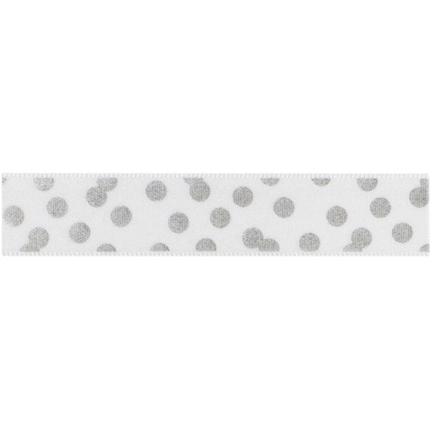 Ruban en tissu motif pois argenté