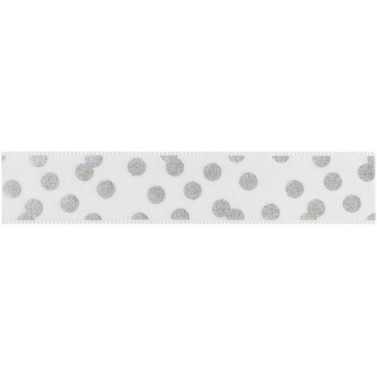 Ruban en tissu motif pois argenté