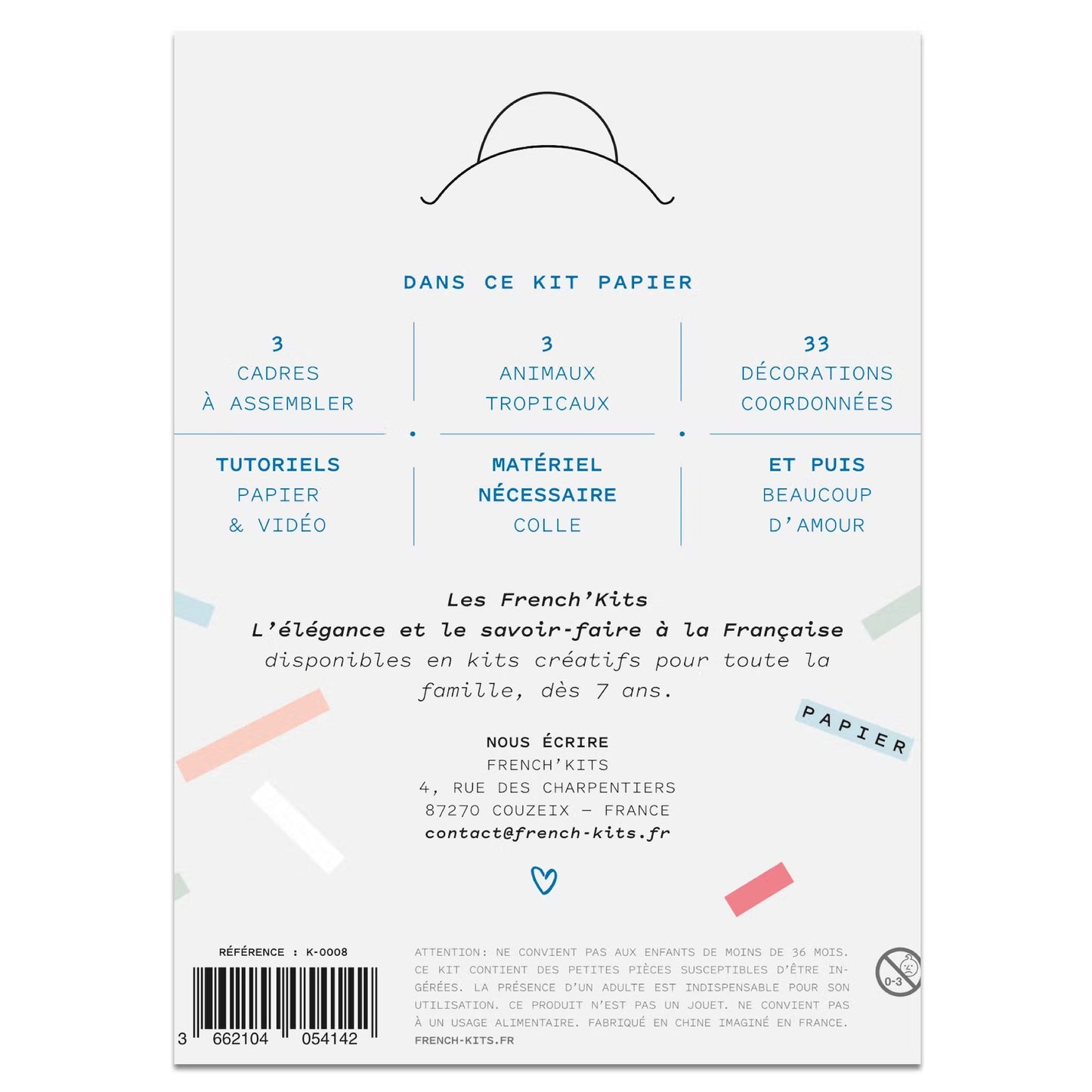 Kit pour créer 3 cadres animaux en papier