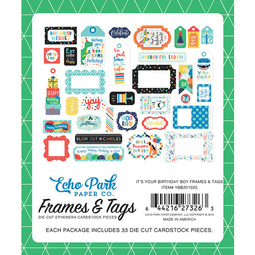 Set de die cuts - it's your birthday boy frames & tags