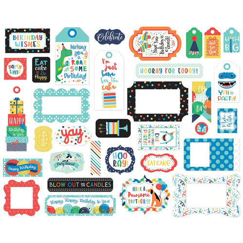 Set de die cuts - it's your birthday boy frames & tags