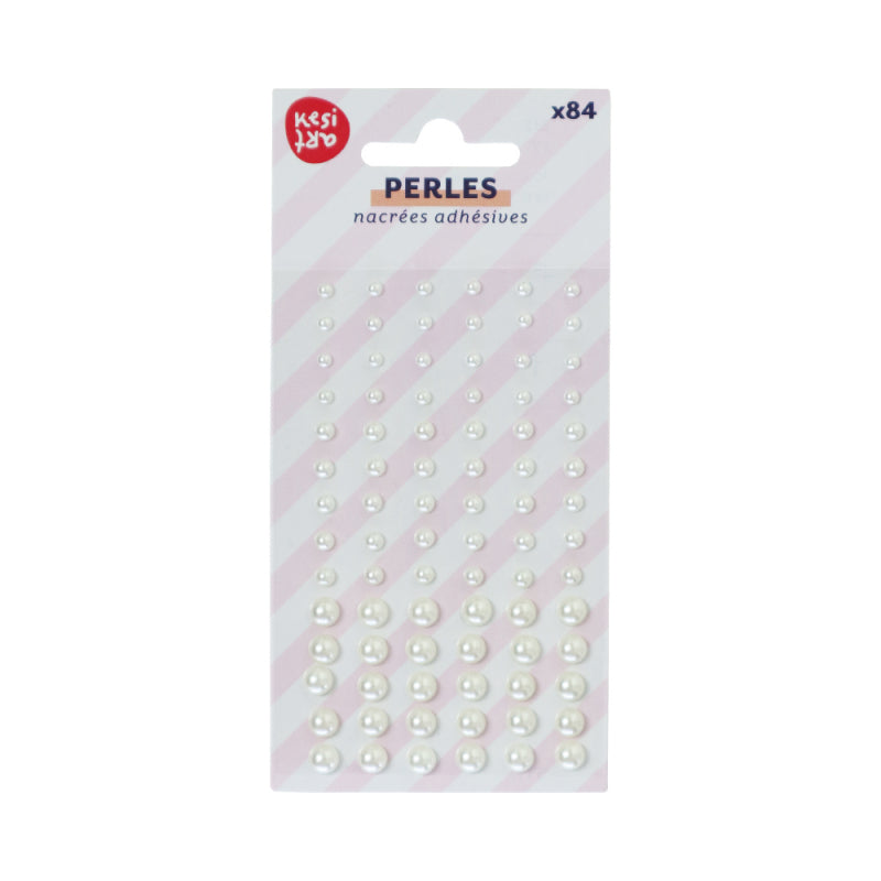 Assortiment de 84 demi-perles adhésives - Crème