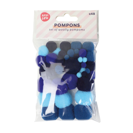 Assortiment de 48 pompons - Indigo