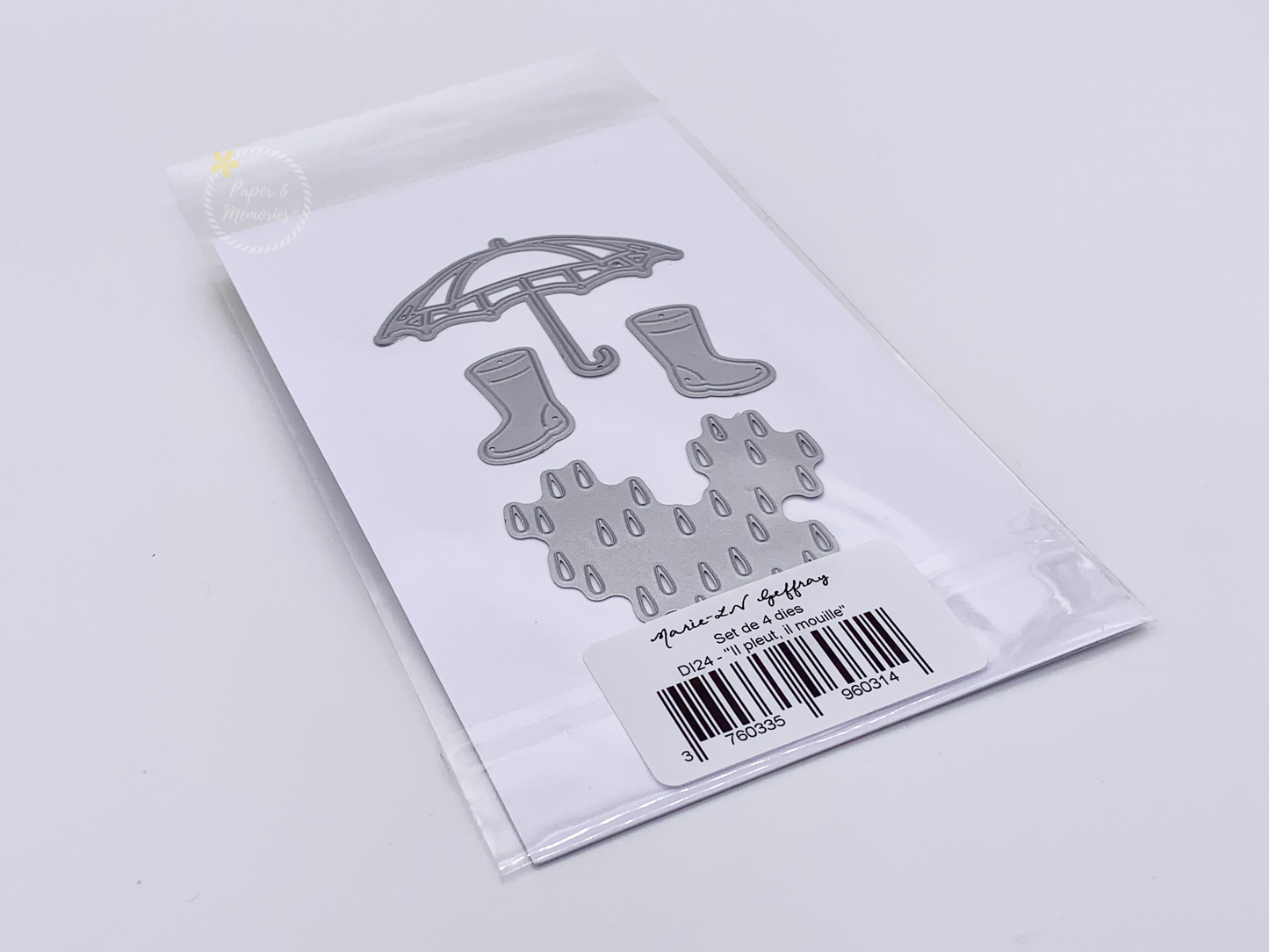 Set de 4 dies “Il pleut, il mouille” - Marie-LN Geffray