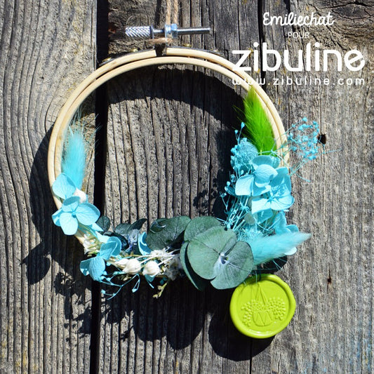 Fleurs séchées naturelles - camaïeu turquoise