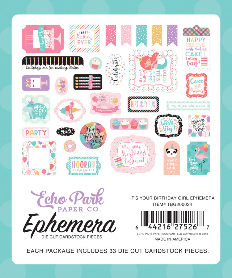 Set de die cuts - it's your birthday girl ephemera