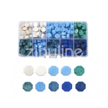 Boite assortiment pastilles de cire à cacheter - camaïeu bleu