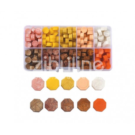 Boite assortiment pastilles de cire à cacheter - camaïeu jaune orange