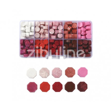 Boite assortiment pastilles de cire à cacheter - camaïeu rose