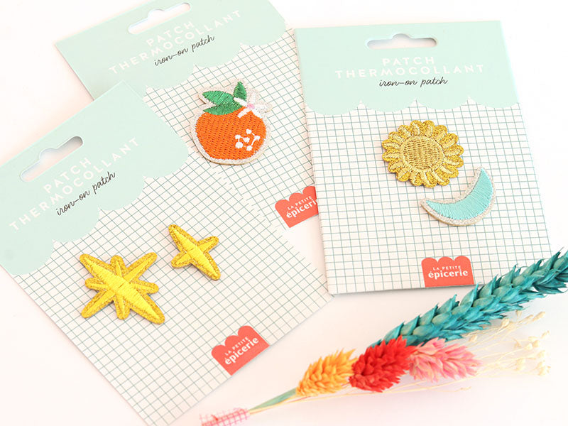 Patch thermocollant paillettes - soleil & lune