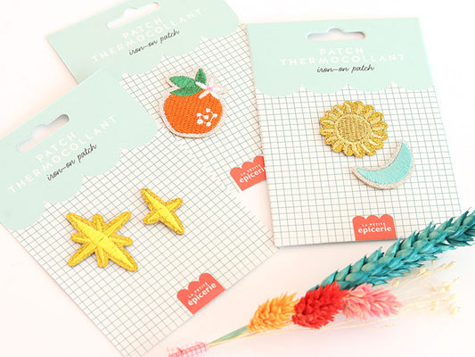 Patch thermocollant paillettes - soleil & lune