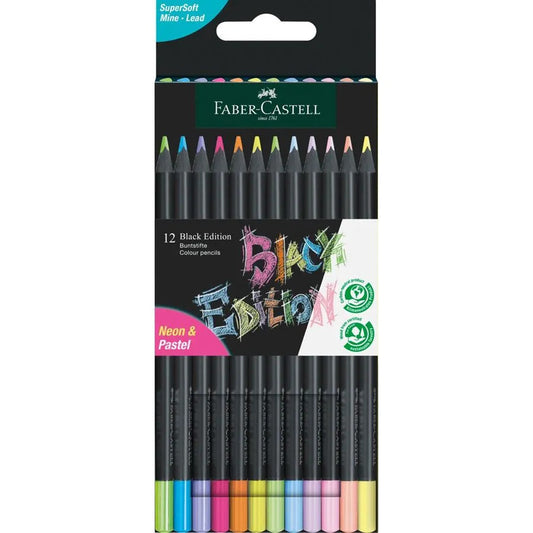 Black edition colored pencils - Neon + Pastel (12pcs) 