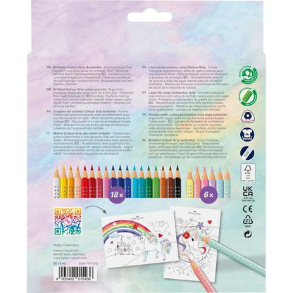 Crayons de couleurs Grip Licorne (18+6 pcs)