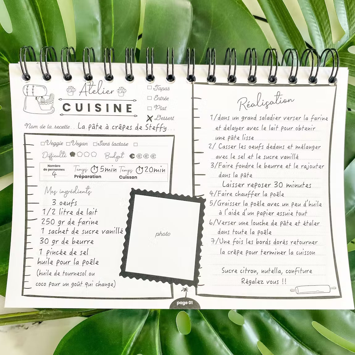 Carnet de recettes horizontal modèle Pasteque – Paper and Memories