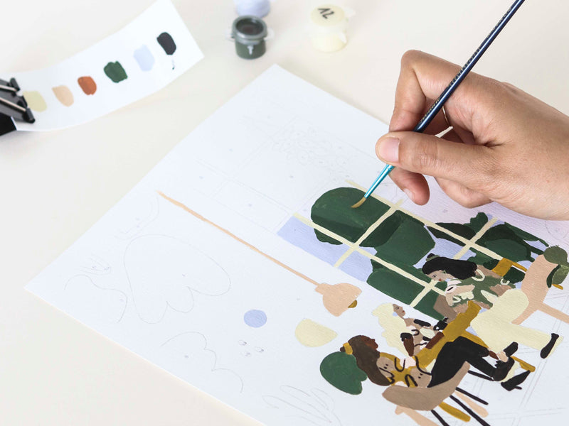 Kit peinture au numéro - Coffee shop par Y.illustration