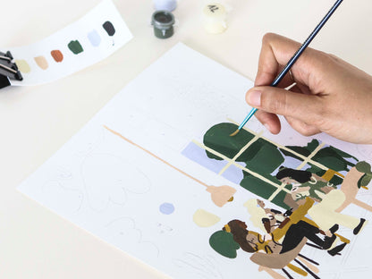 Kit peinture au numéro - Coffee shop par Y.illustration