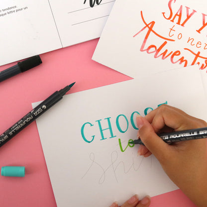 Brush lettering initiation kit - green/blue 
