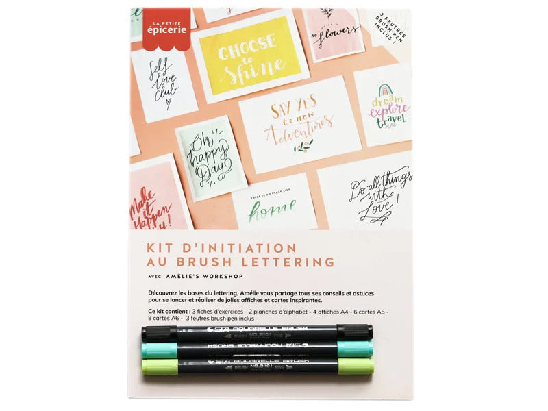 Brush lettering initiation kit - green/blue 