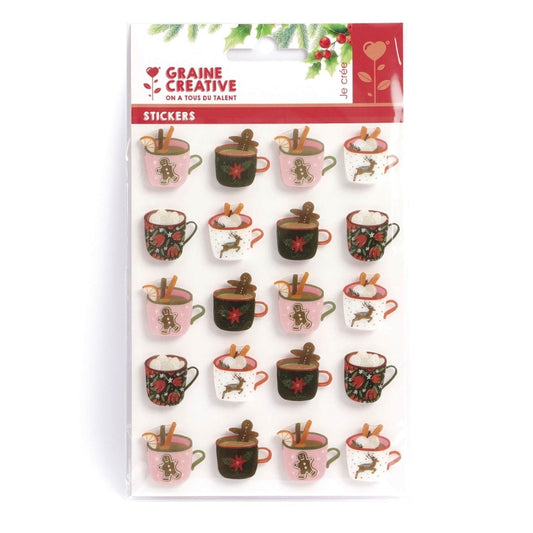 20 Stickers 3D chocolat gourmand de Noël