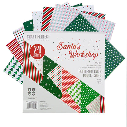 Bloc de 24 feuilles "Santas workshop" (6x6)