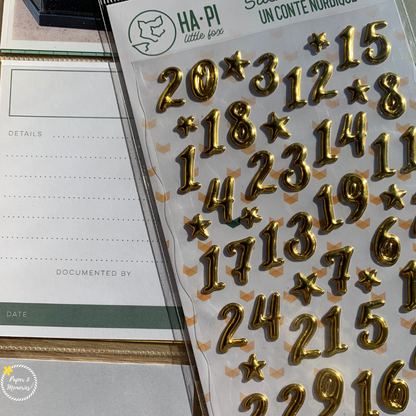 Sheet of golden number stickers "a Nordic tale" 