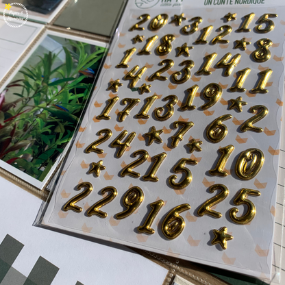Sheet of golden number stickers "a Nordic tale" 