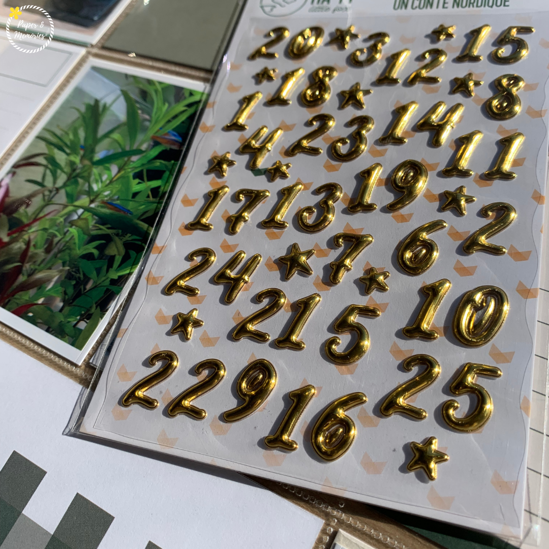 Planche de stickers chiffres dorés "un conte Nordique"