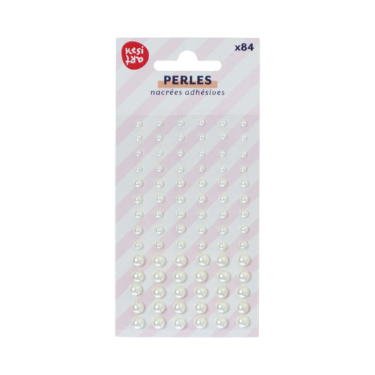 Assortment of 84 adhesive half-pearls - Cream 