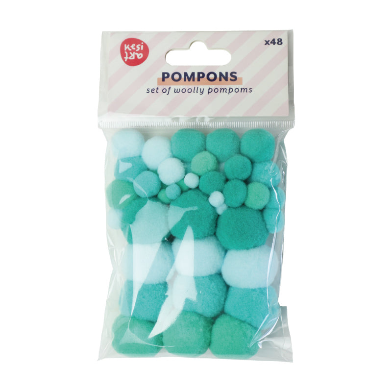 Assortment of 48 pompoms - Mint 