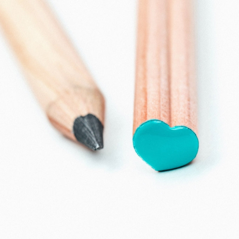 Crayon de bois - Coeur bleu