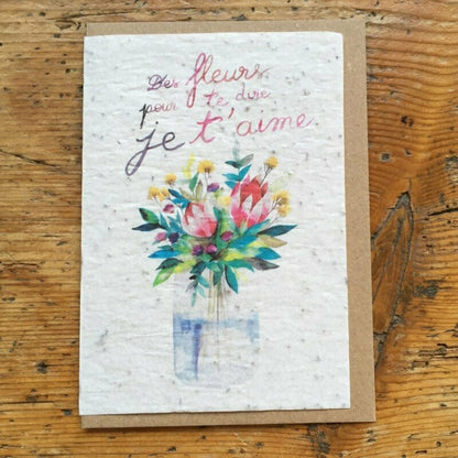 Carte à planter - Des fleurs pour te dire je t'aime
