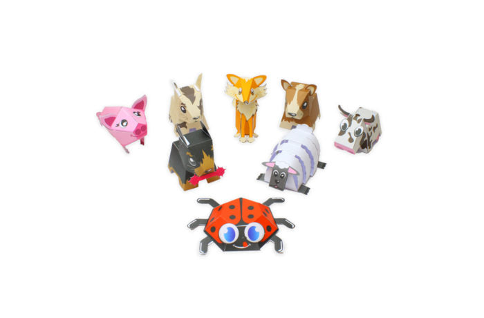 Kit of 8 papertoys Dogs &amp; Co. in 3D paper 