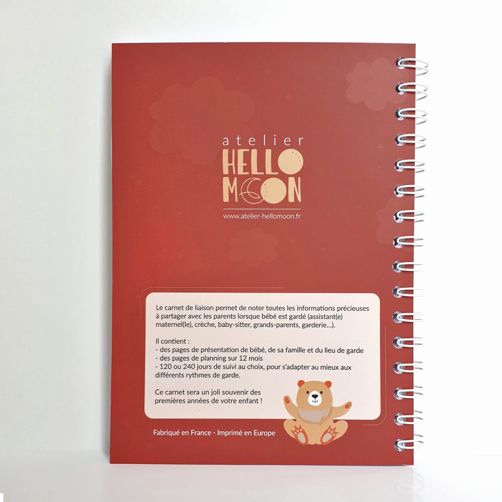 Cahier de liaison nounou ours - garde d'enfants