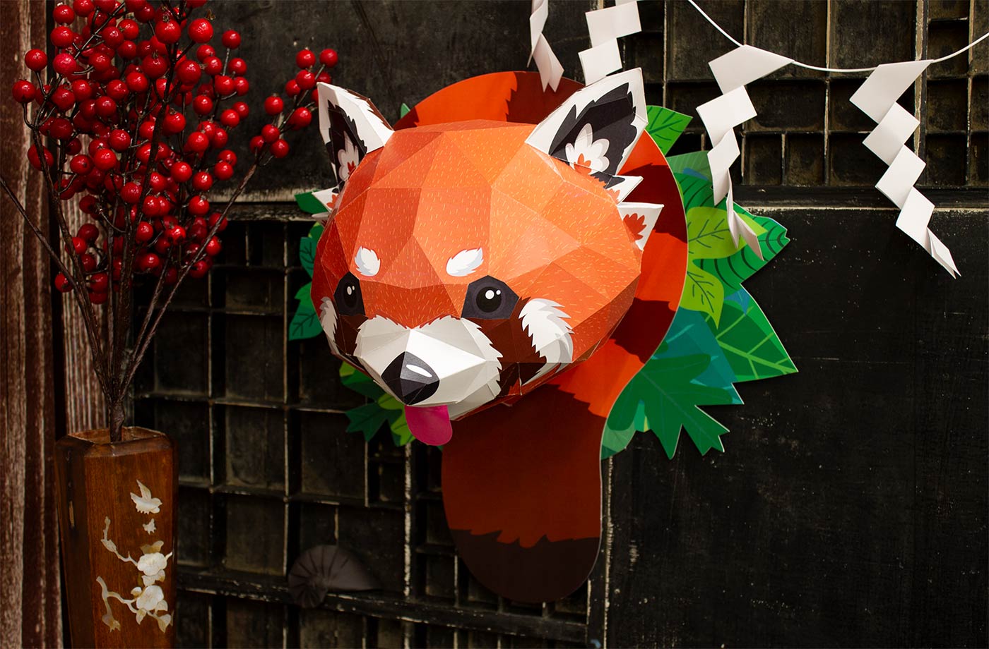 3D paper red panda 