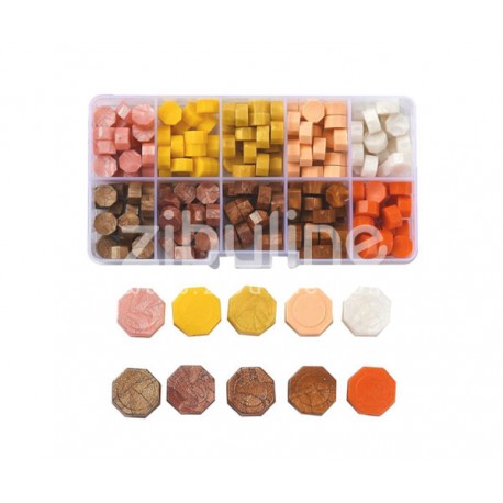 Assorted box of sealing wax tablets - yellow orange monochrome 