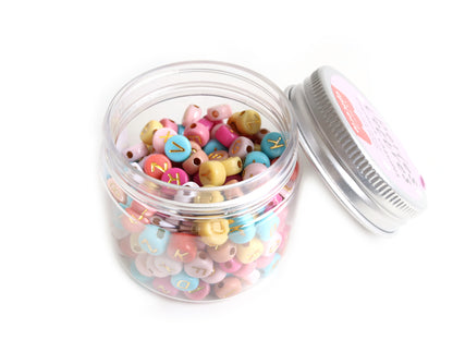 Pot perles lettres - Couleurs chaudes