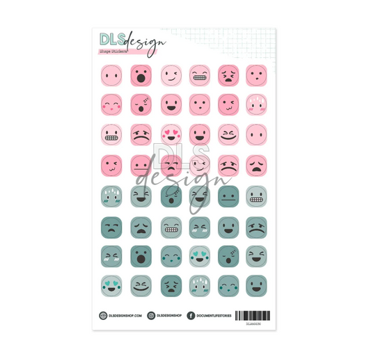 Planche de stickers Emoji's Rose & Paon